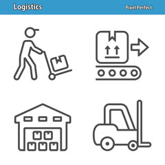 Logistics And Delivery Icons. Professional, pixel perfect icons depicting various logistics, delivery and shipping concepts. EPS 8 format.