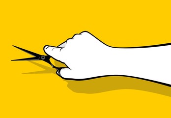 Hand using barber scissors