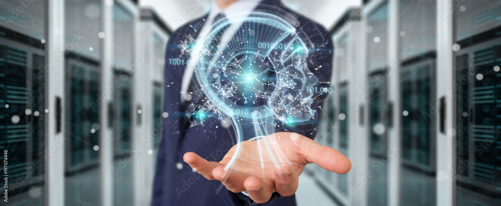 Fototapete businessman using digital artificial intelligence interface 3d rendering