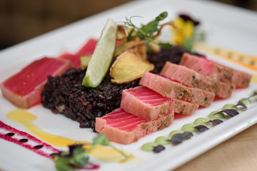 Tuna with black rice