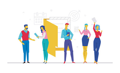 Fototapeta premium Business meeting - flat design style colorful illustration