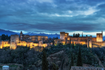 Fototapeta na wymiar Alhambra palace night view
