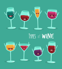 This is  types of wine. The funny glasses of wine you can use in the menu, in the shop, in the bar, the card or stickers.