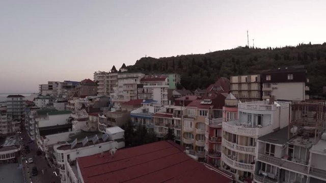 Hotels in Crimea.  Camera is flying to the left. The total frame.