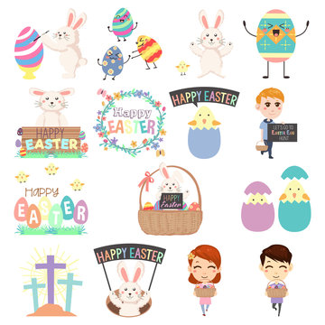 Cute Easter Clip Arts Illustration
