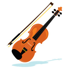 Fototapeta na wymiar Illustration of violin with bow philharmonic orchestra instrument