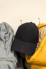 Black cap with some clothes