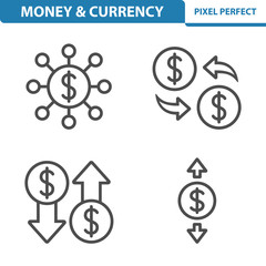 Money & Currency Icons. Professional, pixel perfect icons depicting various money, currency and finance concepts. EPS 8 format.
