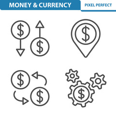 Money & Currency Icons. Professional, pixel perfect icons depicting various money, currency and finance concepts. EPS 8 format.