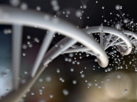 DNA helix and molecular structure - 3D Rendering