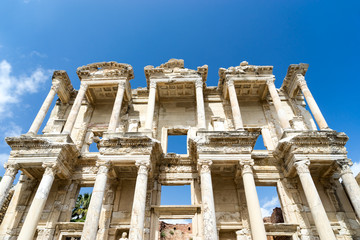 Facade of ancient Celsius Library in Ephesus, Turkey