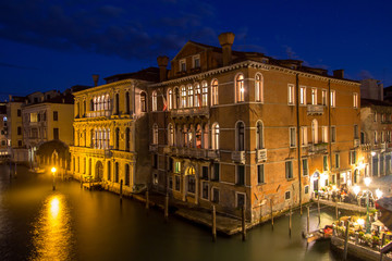 Canal Grande at night, Venice, Italy.
