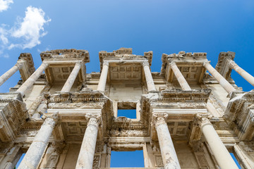 Facade of ancient Celsius Library in Ephesus, Turkey