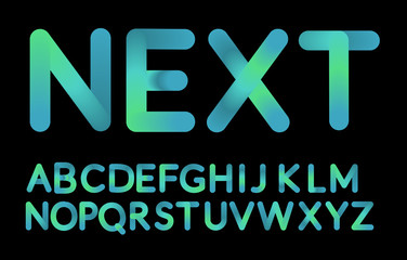 Neon Bubble Typeset. Fluid color typeface set on black background. Visual communication poster design.