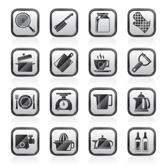 home kitchen equipment icons - vector icon set