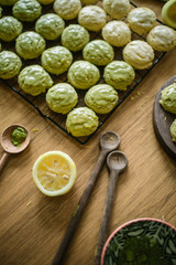 Obraz na płótnie Canvas green tea matcha sugar cookies