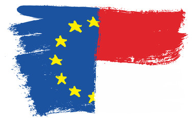 European Union Flag & Monaco Flag Vector Hand Painted with Rounded Brush