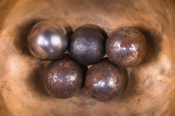 iron balls on a metal surface