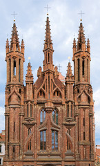 Fototapeta na wymiar St. Anna's Church in Vilnius, Lithuania