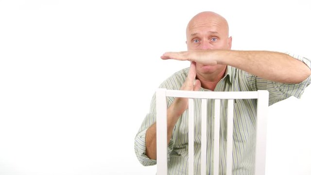 Man Gesturing Time Out Sign Pause Warning Finish and Stop Action