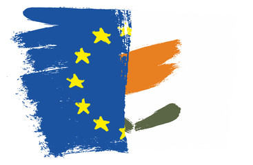 European Union Flag & Cyprus Flag Vector Hand Painted with Rounded Brush