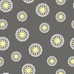 Pastel seamless pattern with multi-colored elements on a gray background. Vector.