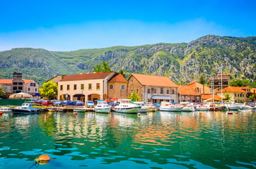 Fototapeta na wymiar Port in old town Kotor, Montenegro.