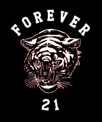 Tiger grunge aesthetic t shirt illustration. Typography slogan vector for t shirt printing - 197088024