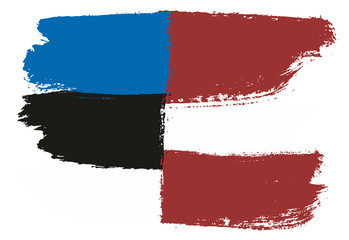 Estonia Flag & Latvia Flag Vector Hand Painted with Rounded Brush