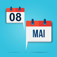 calendrier bulle : 8 mai (bleu ciel)