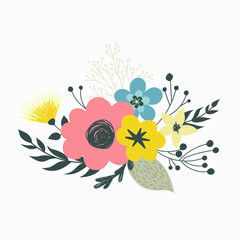 Colorful vector set of floral compositions in gentle colors.