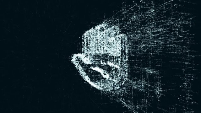 Palm logo, a design consisting of a code of numbers and a symbol. Abstract stop icon in computer cyber network on a dark turquoise background