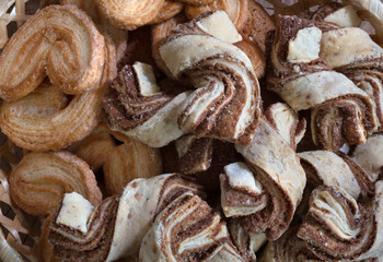 Chocolate cookies close up.