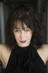 Fototapeta premium Woman with Brown Hair and Beautiful Brown Eyes