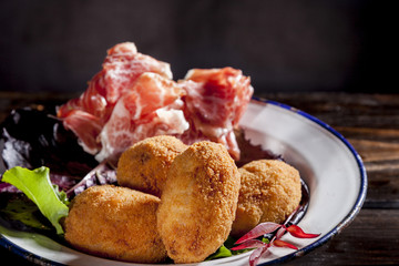 Croquettes, spanish tapas croquetas de jamon