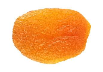 Dried apricot isolated on a white background, closeup. Top view.