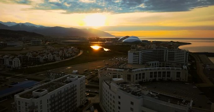 Sochi. Imeretinskaya Lowland. Dawn in the Seaside Town
