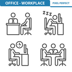 Fototapeta na wymiar Office and Workplace Icons. Professional, pixel perfect icons depicting various office and workplace concepts. EPS 8 format.