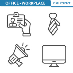 Office and Workplace Icons. Professional, pixel perfect icons depicting various office and workplace concepts. EPS 8 format.