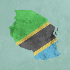 Carte texturée avec drapeau de la Tanzanie