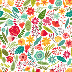 Vector flower seamless pattern. Floral background