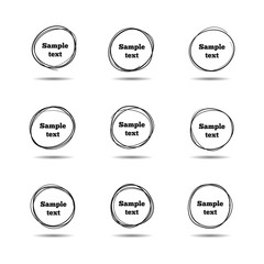 Obraz premium Hand drawn scribble circles. Round sketch line vector frames