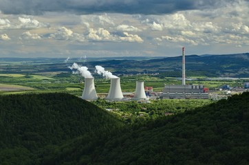The Prunerov II power plant looking from the Ore Mountains.
