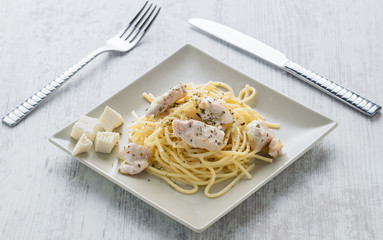 fresh spaghetti with meat