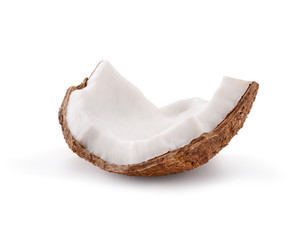 Coconut piece isolated on white background