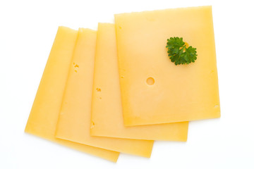 Cheese slice isolated on the white background.