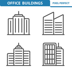 Office Buildings Icons. Professional, pixel perfect icons depicting various office buildings and skyscrapers concepts. EPS 8 format