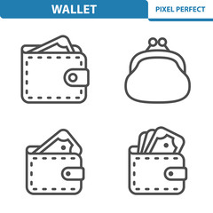 Wallet Icons. Professional, pixel perfect icons depicting various wallet concepts. EPS 8 format