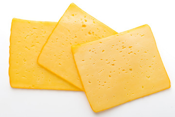 Cheese slice isolated on the white background.