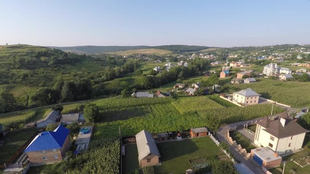 Aerial view of the Ukraine village. drone view.